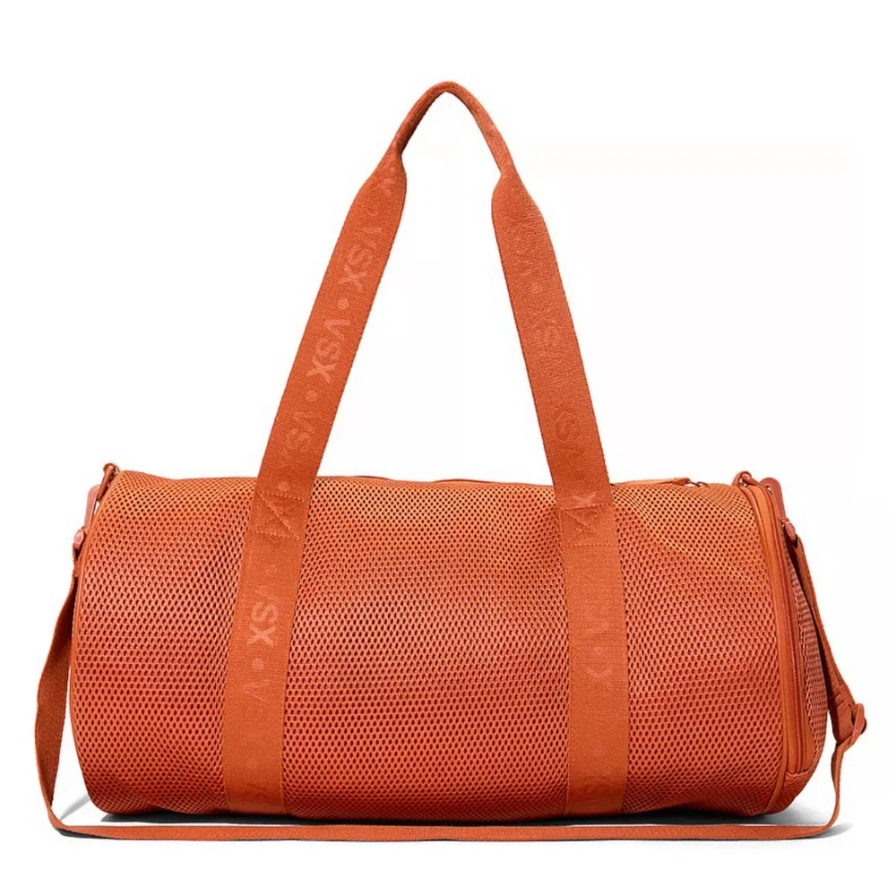 🆕 RESERVED FB VICTORIA'S SECRET VS ACTIVE MESH MESH DUFFLE BAG GYM TRAVEL ORANGE - Picture 2 of 11
